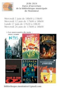 Dates Ouverture Bibliothèque de Montmirat - Juin 2024