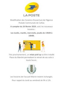 HORAIRE AGENCE POSTALE
