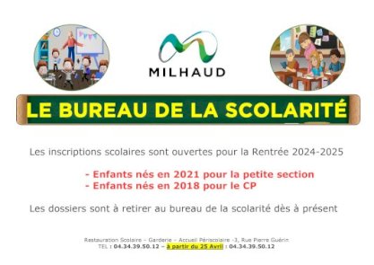 INSCRIPTIONS SCOLAIRES POUR LA RENTRÉE 2024-2025
