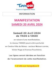 TANGO : MANIFESTATION - SAMEDI 20 AVRIL 2024