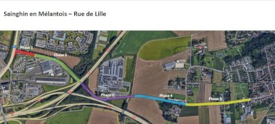 Travaux rue de Lille entre Sainghin-en-Mélantois et Villeneuve d'Ascq