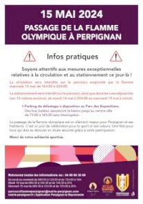 PASSAGE DE LA FLAMME OLYMPIQUE LE 15 MAI A PERPIGNAN
