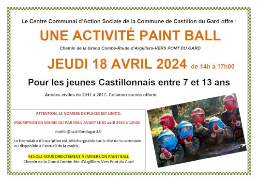 Le Centre Communal d’Action Sociale de la Commune de Castillon du Gard offre : (1/1)