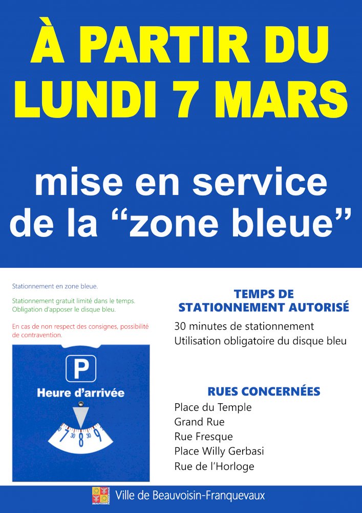  Disque bleu de stationnement obligatoire en zone de parking  gratuite bleue