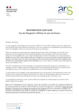 INFORMATION SANITAIRE : CAS DE ROUGEOLE (1/1)