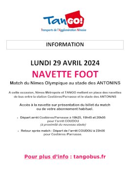 TANGO : NAVETTE FOOT - LUNDI 29 AVRIL 2024 (1/1)